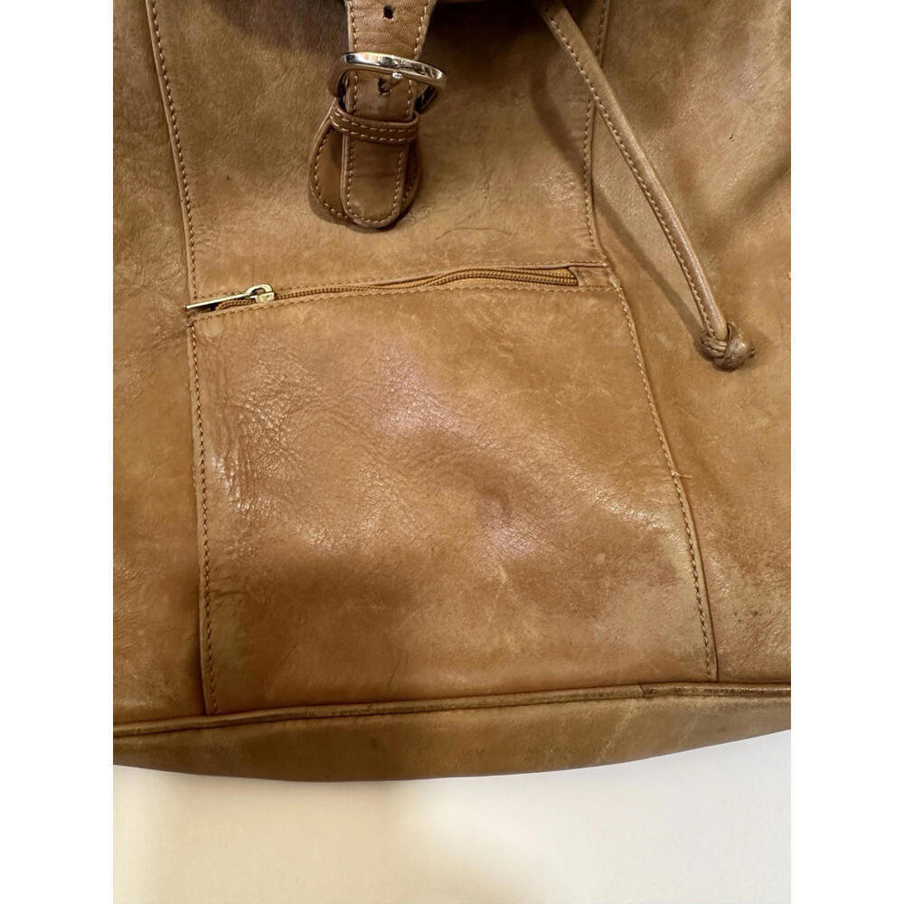 VTG Boulder Ridge Brown Soft Leather Drawstring Backpack - Picture 4 of 7